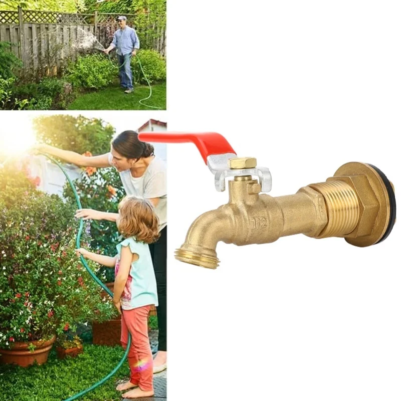Rain Barrel Spigot 1/2 Inch Quarter Turn Ball Valve Rain Barrel Faucet With Bulkhead For Water Tanks Tubs Pools