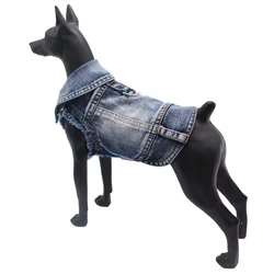 Dog Jeans Jacket Cool Blue Denim Coat for Small Medium Girl Boy Dogs Pet Harness Vest Cat Costume with Leash Ring XS-XXL 2024New