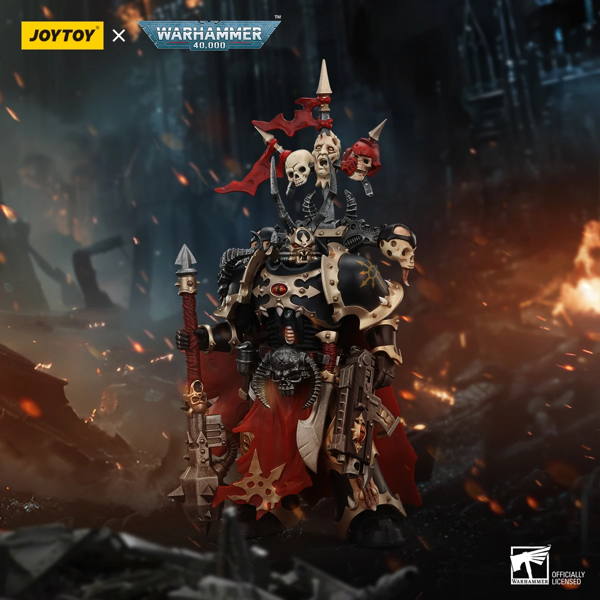 

JOYTOY Warhammer 40K Chaos Space Marines Black Legion Chosen Champion With Bolter And Power Maul Action Figures Collect Original