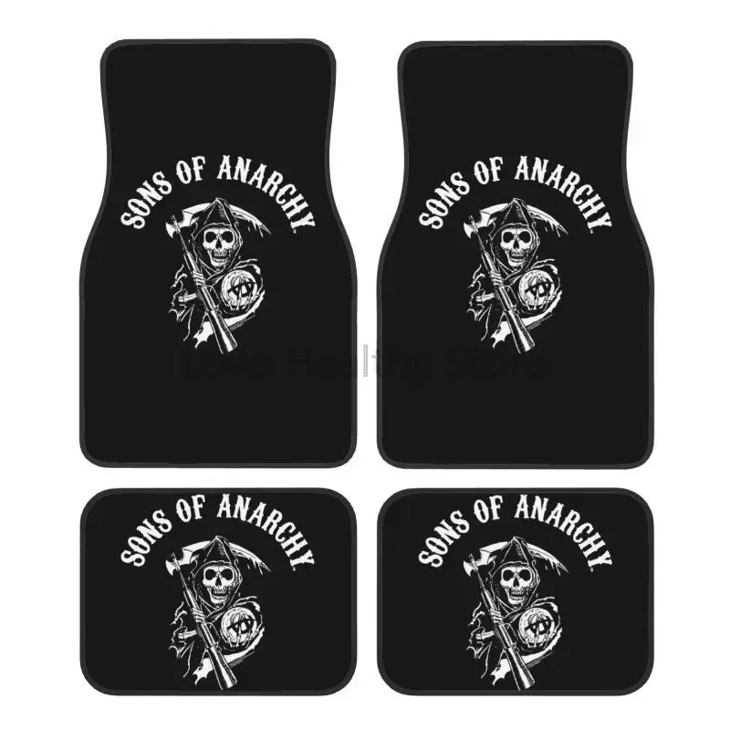 

Автомобильные коврики Sons of Anarchy на заказ, набор из 4 передних и задних ковриков для ног, универсальный декор, автомобильные аксессуары для фургона, внедорожника, седана