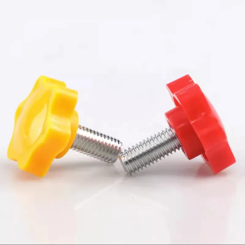 Plum Blossom Six Star Plastic Handle Screw Adhesive Head Red Yellow White  M4 M5 M6