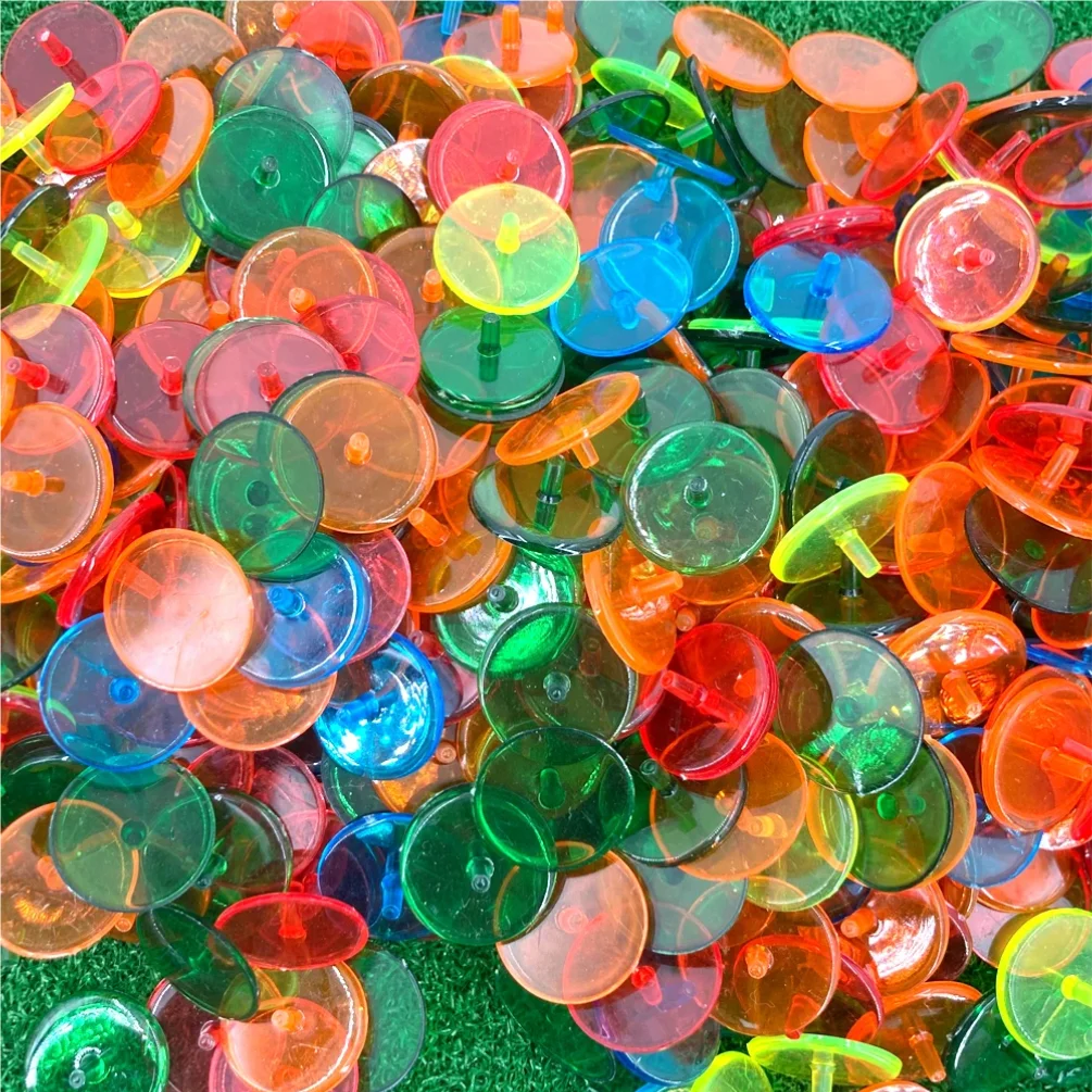 

100pcs/set Golf Ball Mark Transparent Plastic Flat Golf Ball Markers Assorted Colors Multicolor Golf Accessories