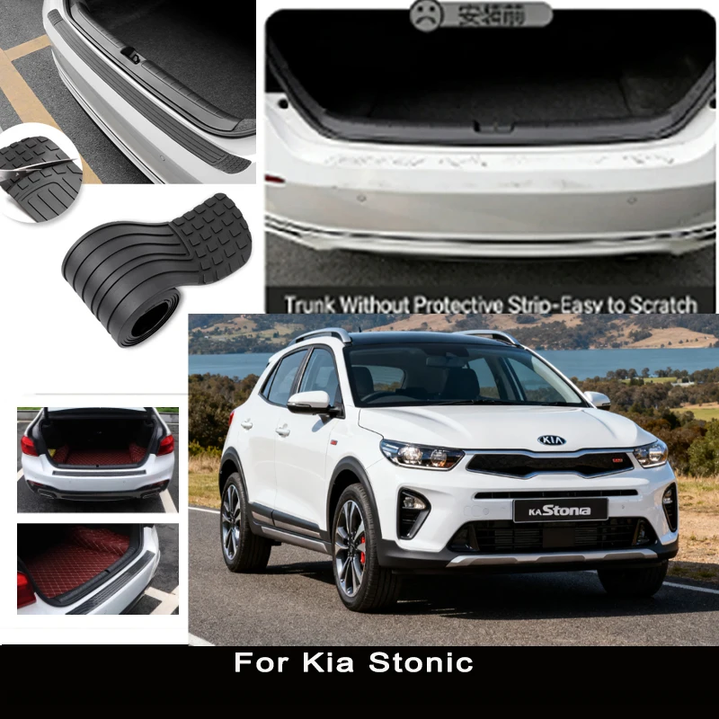 

For Kia Stonic Rear Trunk Guard Plate Sticker Car Rear Bumper Trim Anti-Kicked Scratch Protector Sticker Strip