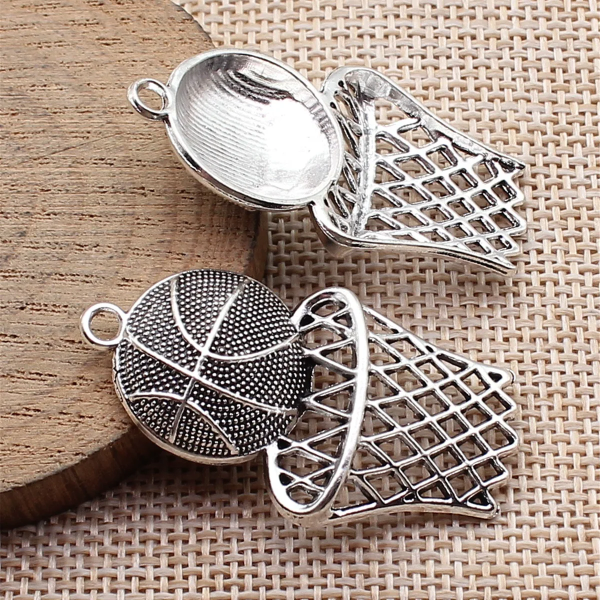 

10pcs 44x24mm(1.73x0.94inch) Antique Silver Color Basketball Hoop Charms Pendants DIY Jewelry Making Accessories