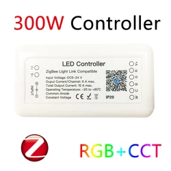 IHSENO Tuya Zigbee Smart LED Controller RGB+CCT Controller 6Pin Light Strip Controller DC12-24V Work With Alexa Google Assistant