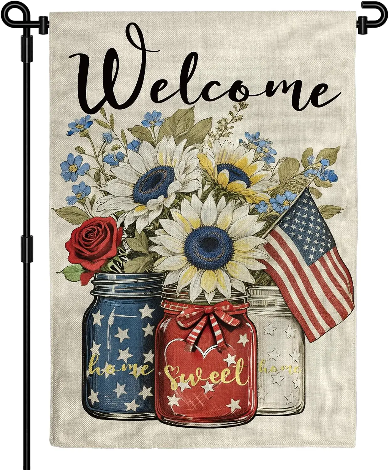 Summer Garden Flag 12x18 Inch Double Sided Burlap Seasonal Welcome | Spring Floral Burlap Garden Flag Print Fade-resistant I kkz