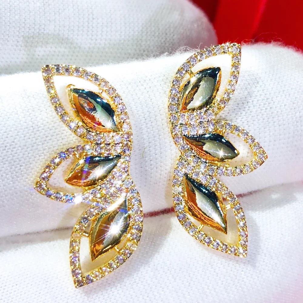 Kellybola Luxury Fashion Wing Shape Earrings for Women Girl Daily Party Summer Bridal Wedding Trendy Accessories High Quality