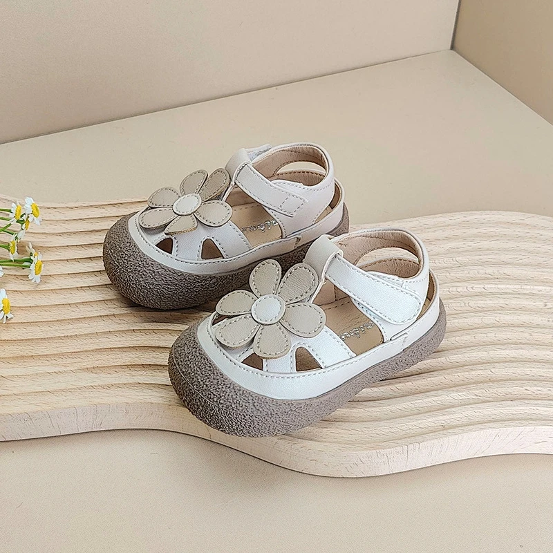 Sandalias con flores bonitas para niños, zapatos descalzos de verano para niñas de 0 a 3 años, alta calidad