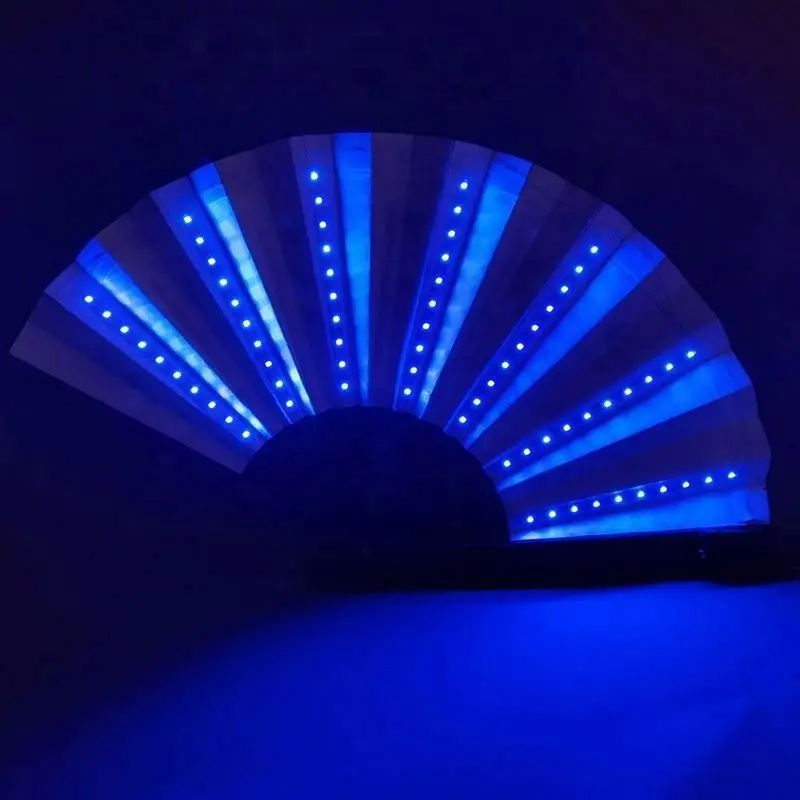 

High Quality LED Disco Folding Fan Eco-Friendly Nightclub Bar Prop Luminous Bamboo Crafts for Party Folk Art Performance