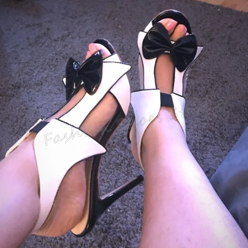 

White Hollow Out Bow knot Decor Sandals Stilettos High Heels High Heel Shoes for Women Sexy Heels 2025 New Zapatos Para Mujere