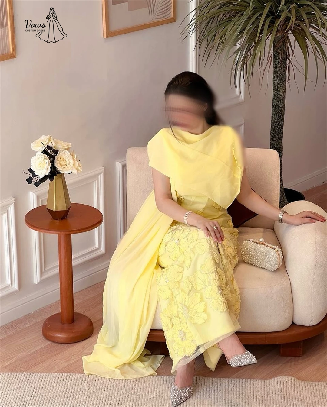 فساتين نسائية أنيقة بنمط زهرة من Vows للمناسبات الخاصة، فستان سهرة لحفلات الزفاف، مصنوع حسب الطلب، فستان حفلات شال