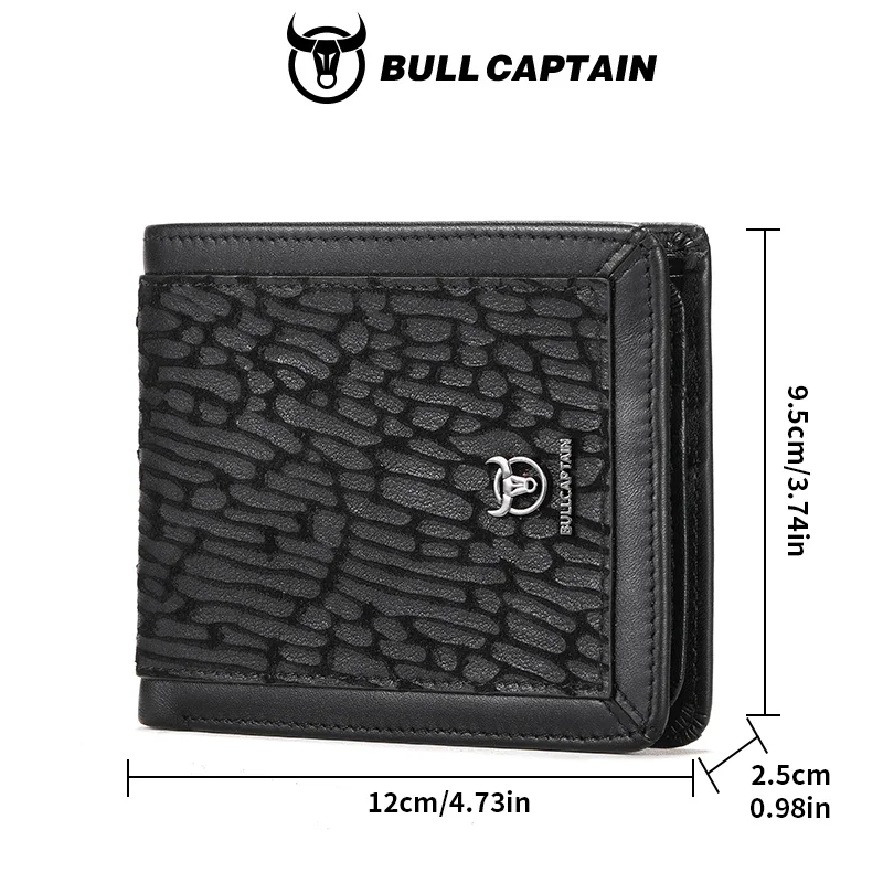 BULLCAPTAIN Men's Genuine Leather Wallet Business Casual Cash Clip Multifunctional RFID Antimagnetic Multi-Card Slot Coin Purse