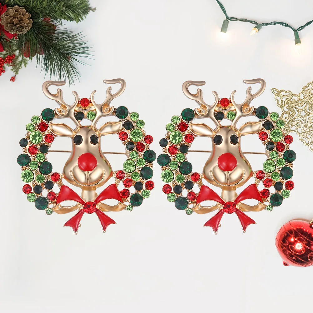 2 قطعة إِلْكَة عيد الميلاد رئيس جارلاند بروش سبيكة غرامة براعة دائم طويلة الأمد زي مجوهرات للجنسين بروش