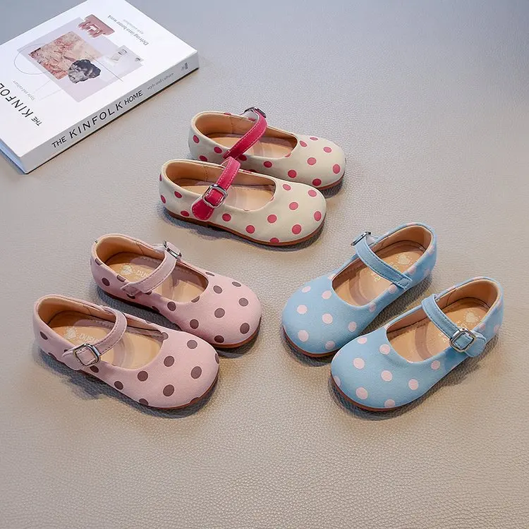 

Kids Leather Shoes for Girls 2025 Summer New Toddler Ballet Flats with Polka Dot Non-slip Princess Elegant Party Shoes 1-3years