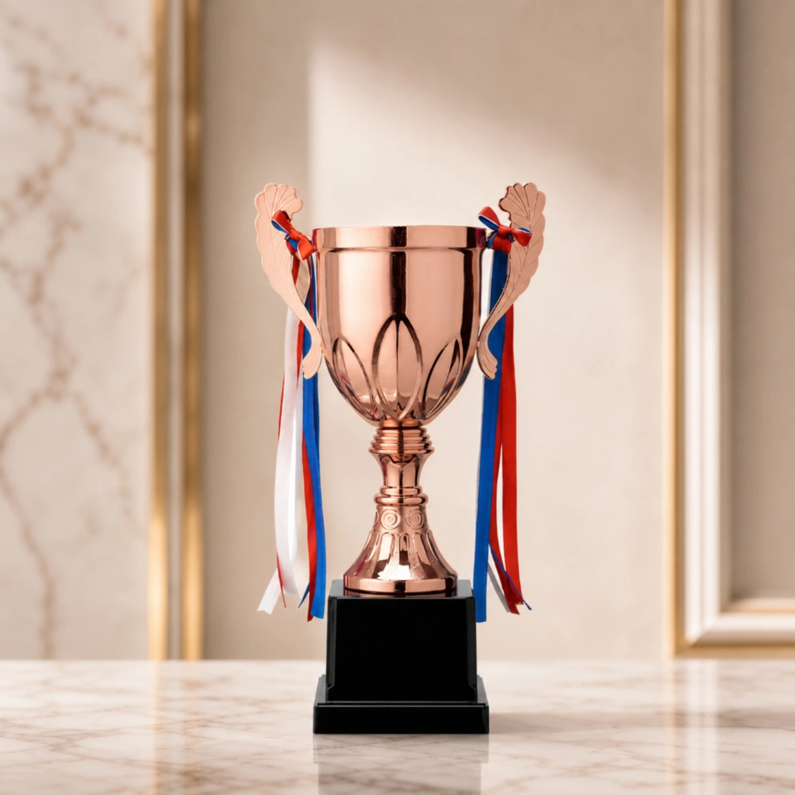 Trophy Cup with Handles Traditional Metal Trophy Cup Classic Stable for Winners, Sports Tournaments, School Competitions