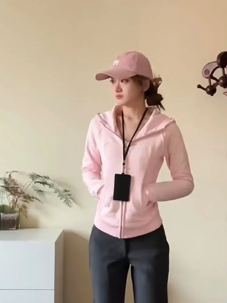 Koreanische Frühlingsneuheit: Schlanke, einfarbige Kapuzenjacke 2026 für Damen – Slim-Fit Y2K-Jacke mit Reißverschluss, lässiger Streetwear-Sweatshirt-Top – Detail 12