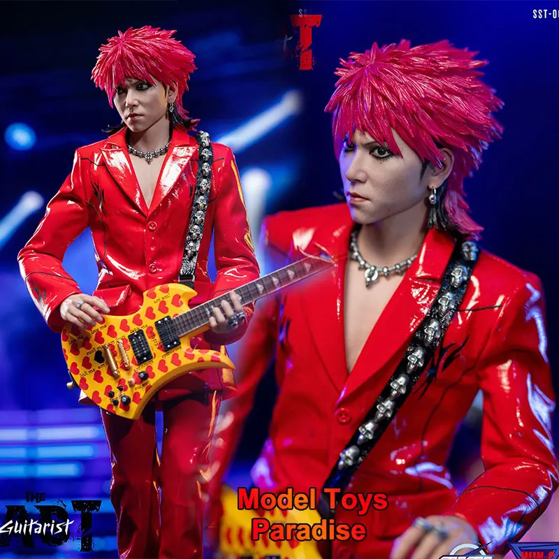 

SOOSOOTOYS SST062 1/6 Collectible Toys Japanese Rock Guitarist Red Hair Movable Eyes Head 12'' Action Figure Model Fans Gifts