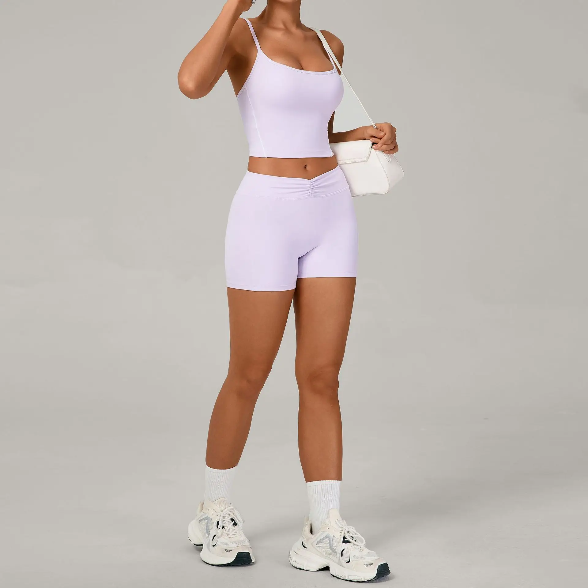 

Костюм для йоги с высокой талией, подтяжкой бедер, плотный телесный цвет, открытая спина, регулируемый плечевой ремень, жилет, тренировочная одежда, шорты для спортзала, спортивная одежда