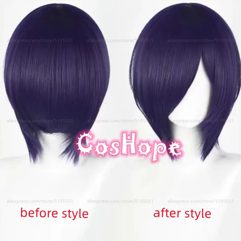 Touka Kirishima Cosplay Wig 30cm Short Dark Purple Wig Cosplay Anime Cosplay Wigs Heat Resistant Synthetic Wigs