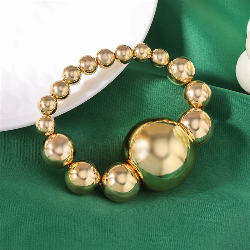 Punk Handgemachte Perlen Armbänder für Frauen Übertreiben Große Metall Ball Armbänder Mädchen Party Fesitval Schmuck Geschenke – Detail 3