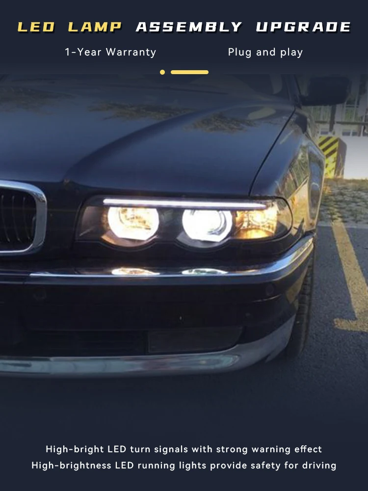 Head Lights For BMW E38 7 Series 728i 730i 735i 740i Highlight Full LED DRL Headlights 1998-2002 Front Lamp Daylight Accessories