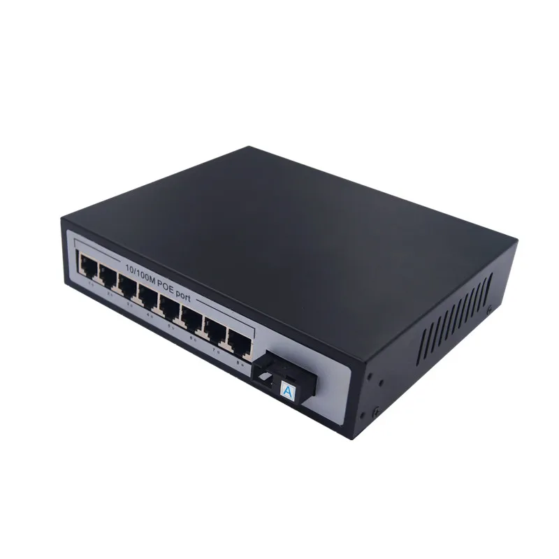 CCTV 8 Port 10/100Mbps and 1 port 100Mbps POE fiber optical Switch For IP Camera