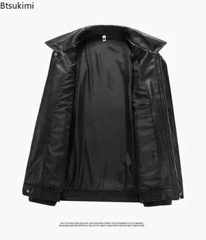 Vintage American Style Men's Leather Jackets High-end Fashion Loose PU Leather Jackets Spring Autumn Casual Coats Man Streetwear 3