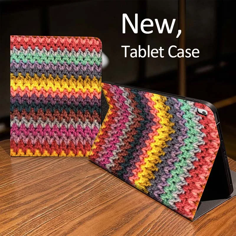 

Rainbow Crochet Pattern For iPad Pro mini Air 1 2 4 3 5 6 7 8gen 9gen 11 M2 M3 M4 6th 7th 10th 11th Gen 2025 Tablet Case