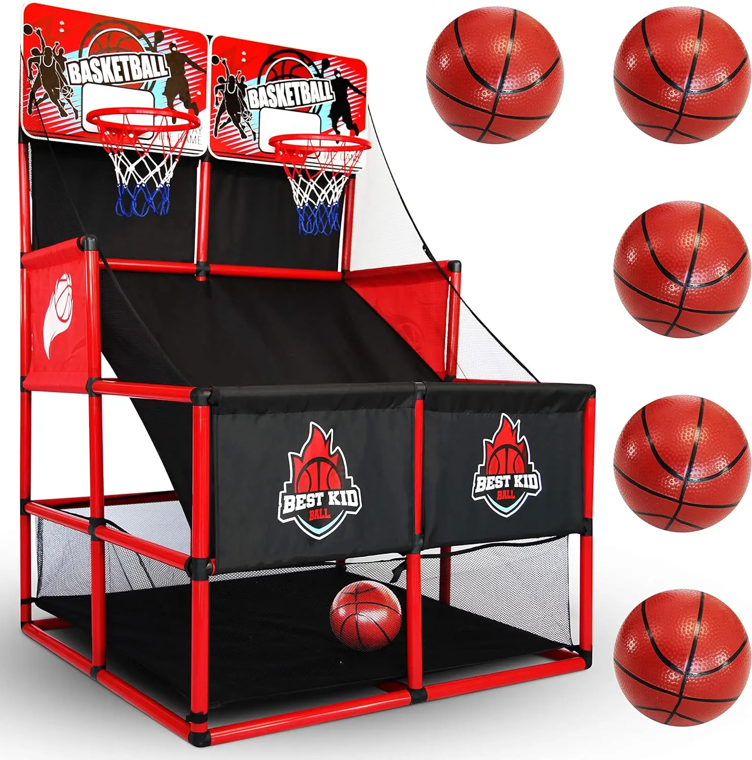 

Kids Basketball Hoop Double Shot System Arcade Game Set: Indoor & Outdoor Sports Toys for Boys & Girls, Includes Ball