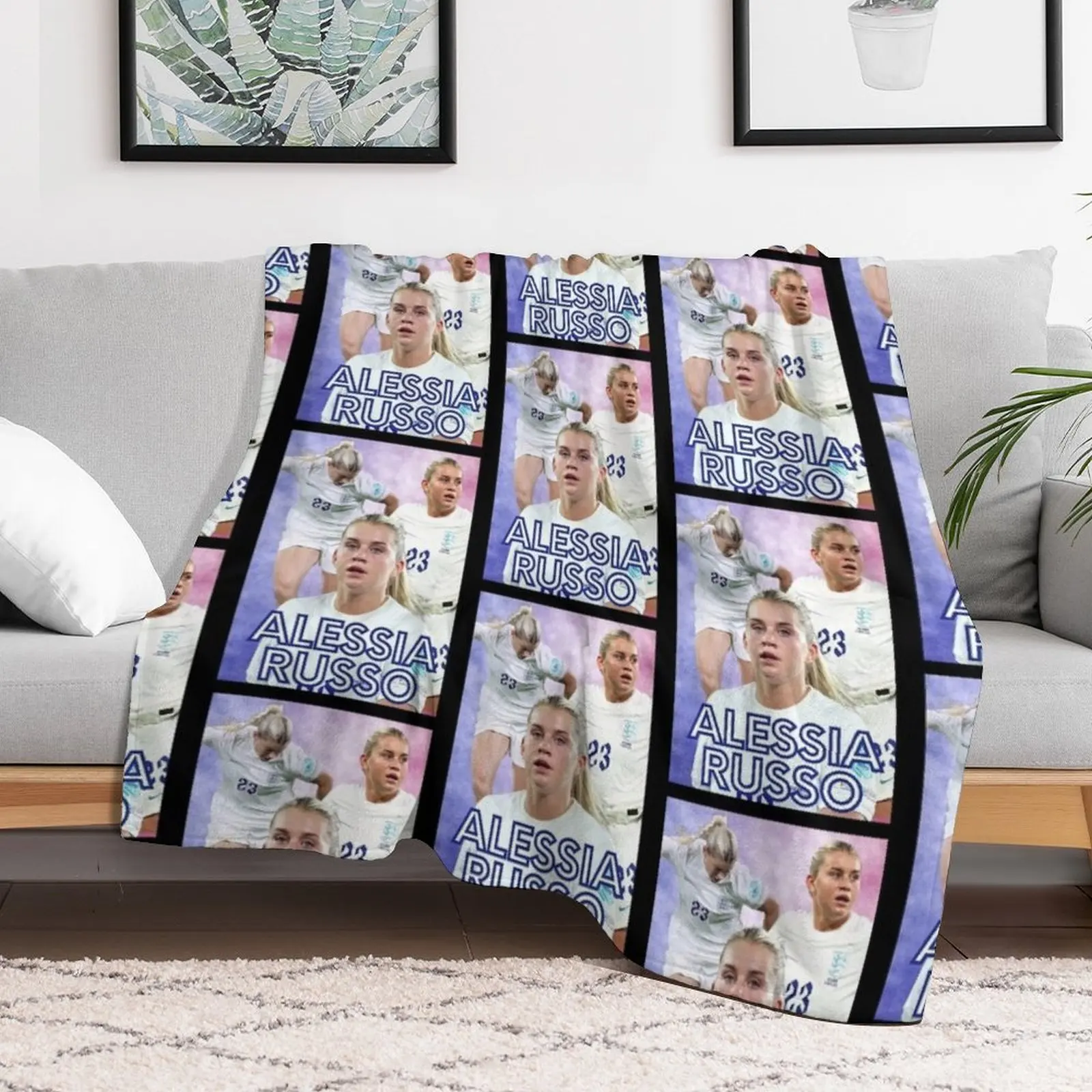Alessia Russo number 23 England football Home Throw Blanket Faux Fur Soft Warm Blanket for Bed