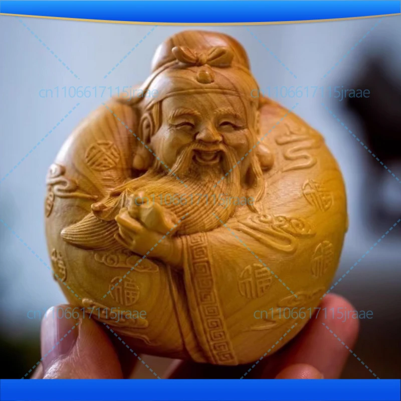 Solid wood carving Fu Lu Shou mythology figure Small model，Hand-carved， Home living room bedroom decoration accessories statue