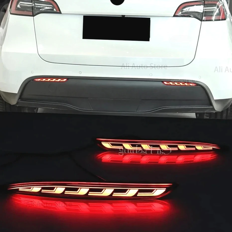 

For Tesla Model 3 2016 2017 2018 2019 2020 2022 2023 Rear Fog Lamp Brake Light Dynamic Turn Signal Reflector LED Bumper Lig