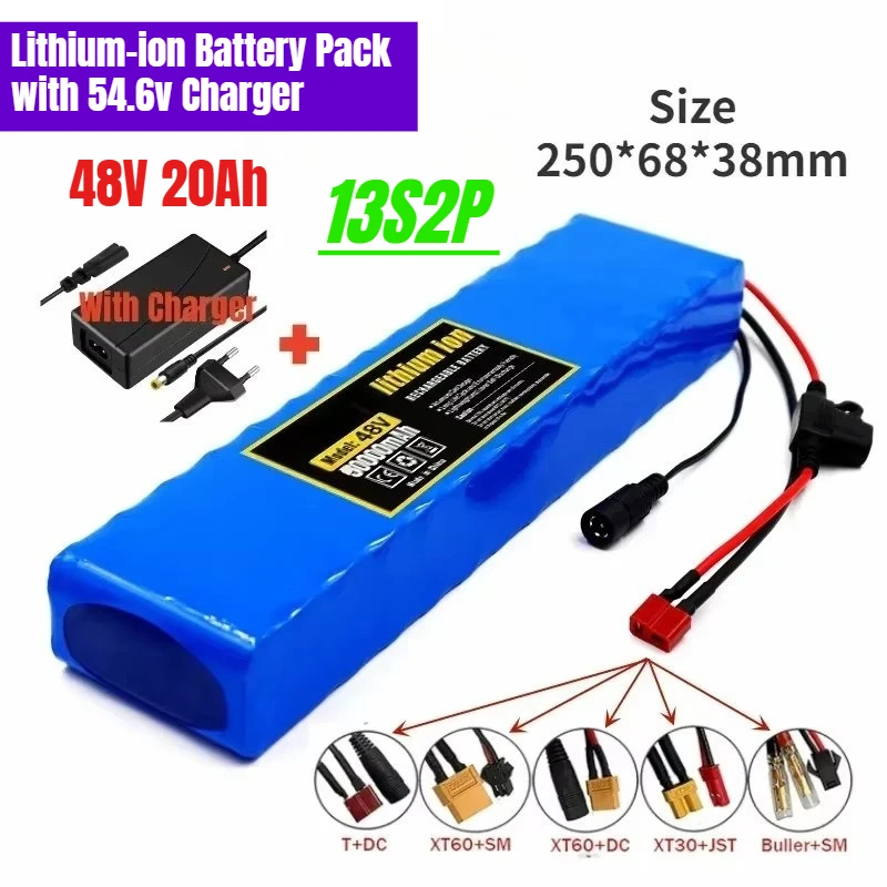 

48V 13S2P 20Ah 18650 High-power Rechargeable Lithium-ion Battery Pack with 54.6v Charger