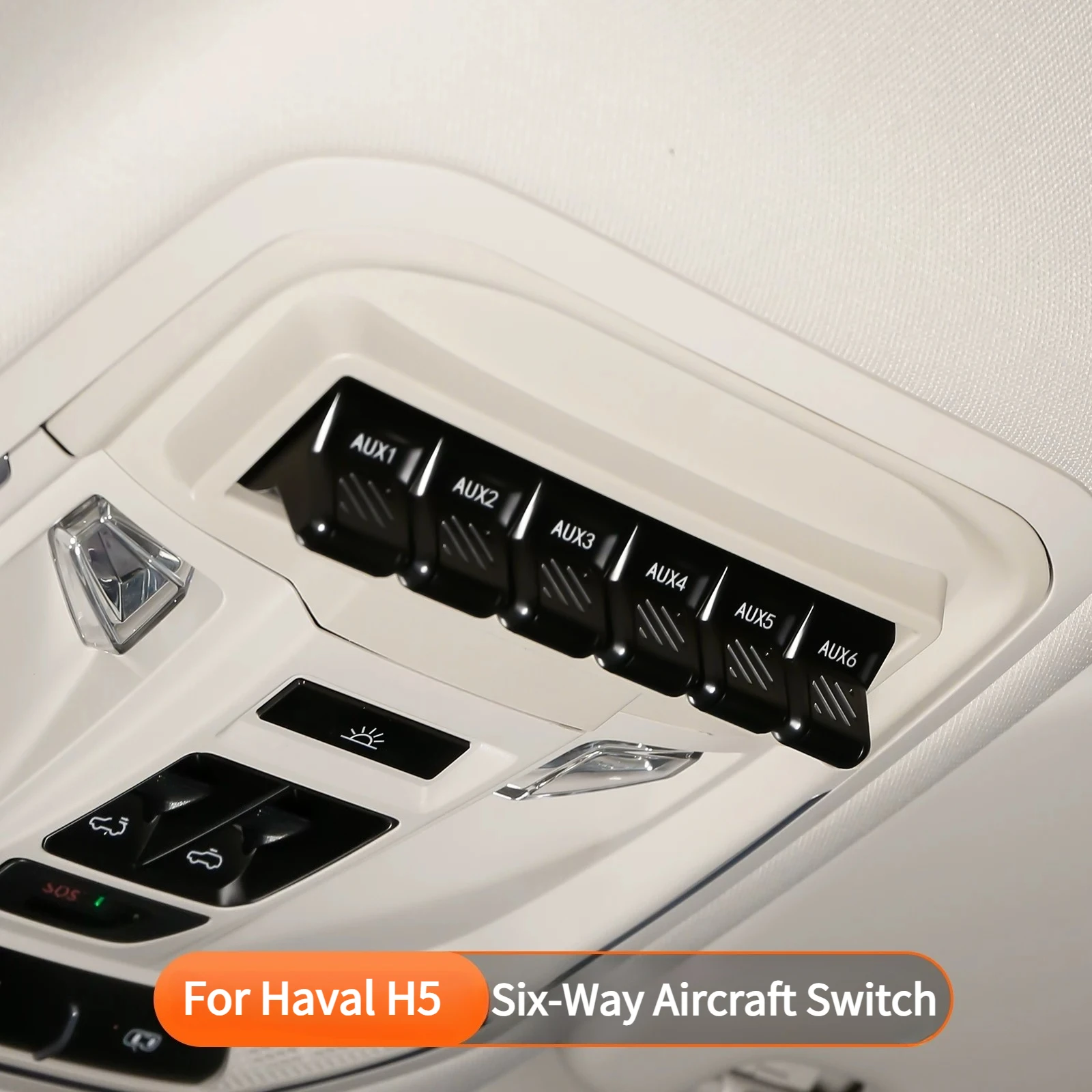 For GWM Haval H5 2023-2025 Airplane Switch Car Roof Six-Way Integrated Switch Spotlight Switch Control Interior Accessories