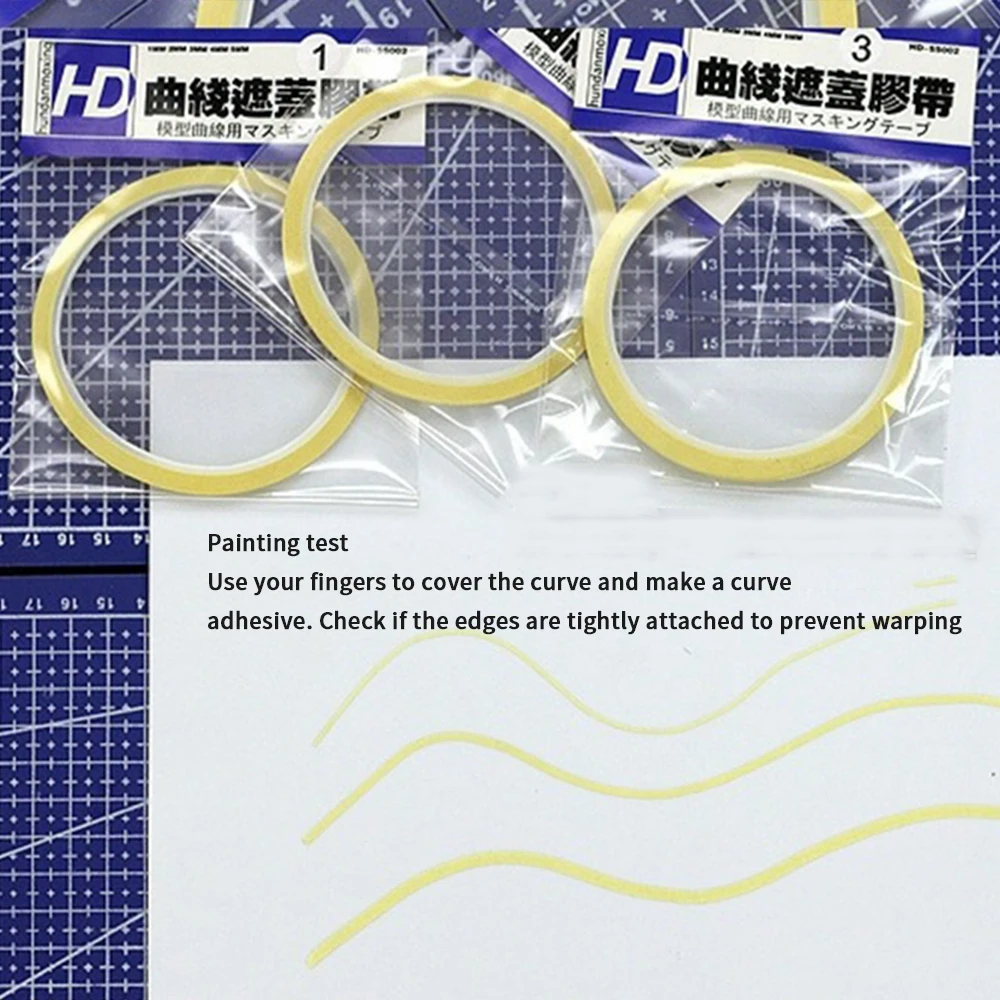 3Pcs Model Spraying Coating Color Masking Tape Fine DIY Special Masking Wide 1mm 2mm 3mm 15m Model Covering Tape Set