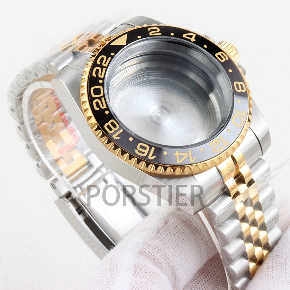 

40mm NH35 316L Solid Stainless Steel Case Strap Bracelet Sapphire Glass For GMT Seiko NH34 NH35 NH36 NH38 Movement 28.5mm Dial