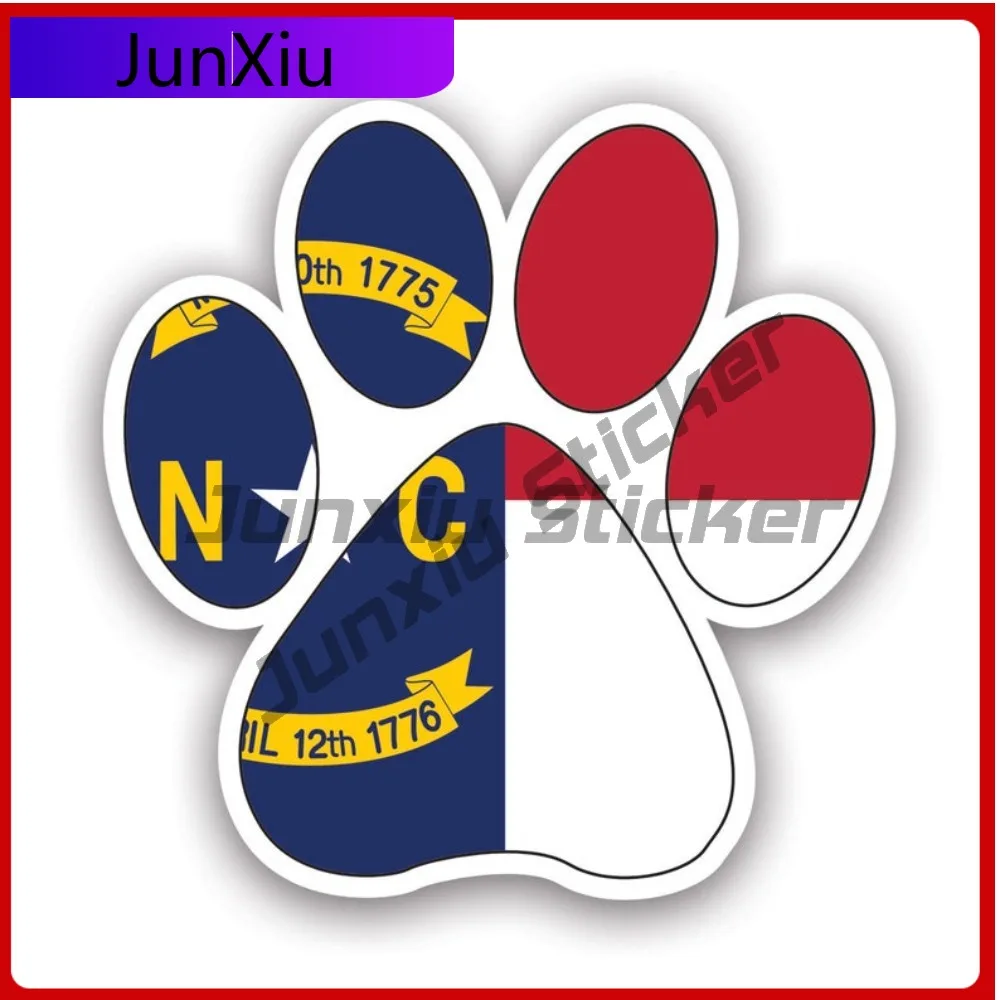 

North Carolina State Paw Print Shaped Cute Bumper Waterproof Vinyl Decal For Suvs Creative Decor Creative Unique High Quality