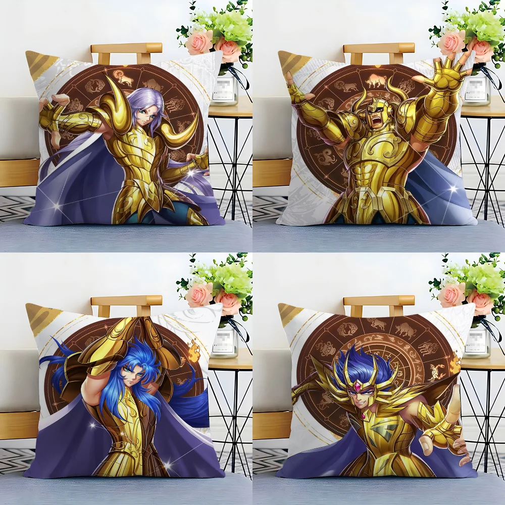 Animation 12 Gold S-Saint S-Seiya Pillow Case Plush Fabric Soft  Pillowcase Double Sided Print Cushion Cover Household Gifts