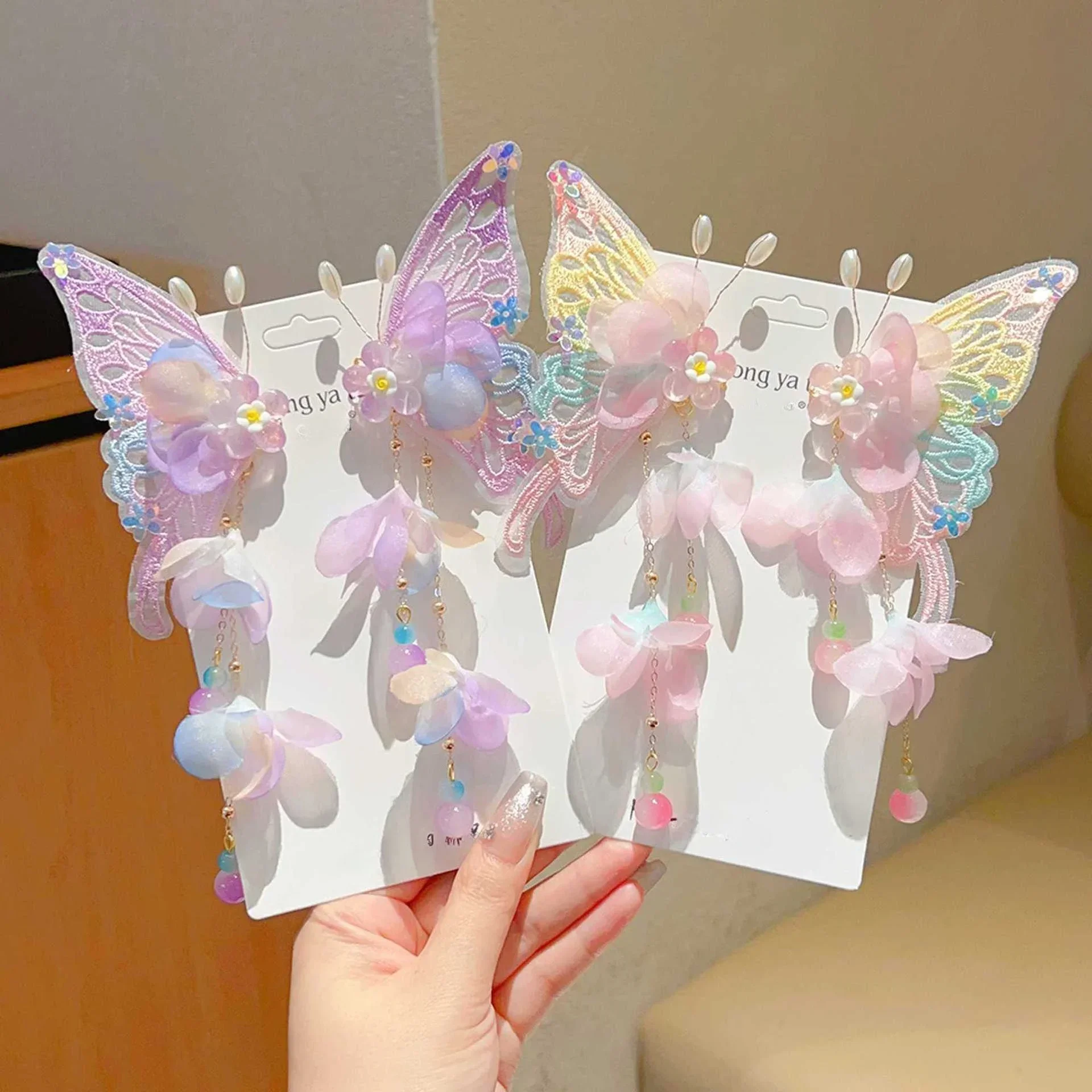 Hanfu-hoofddeksels voor kinderen Chinese stijl vlinder Super Fairy Oude stijl haaraccessoires Oud kostuum Kwastje haarclips