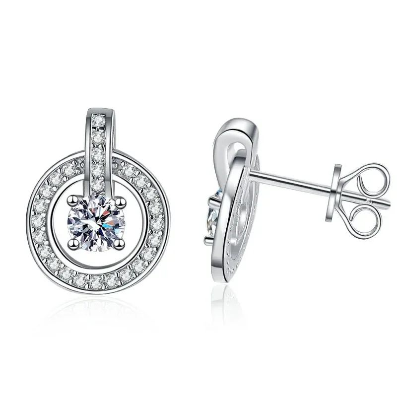 4MM 0.3CT Moissanite Stud Earrings 18K White Gold Plated 925 Sterling Silver D VVS1 Lab Diamond Ear Jewelry for Women