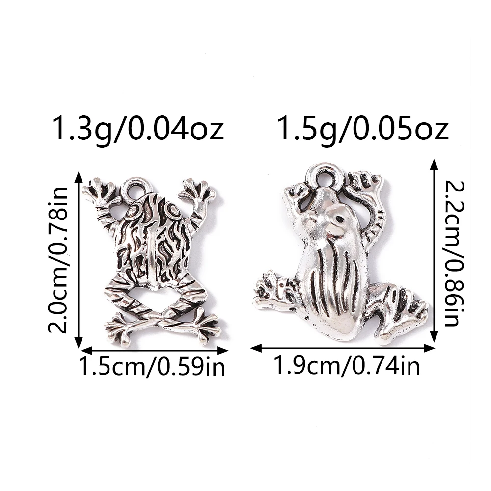 Leslie 10 Stück/Set Trendige Legierung Antik-Silber-Farbene Frosch-Anhänger für Armbänder Halsketten DIY Handgemachtes Schmuckzubehör – Detail 1
