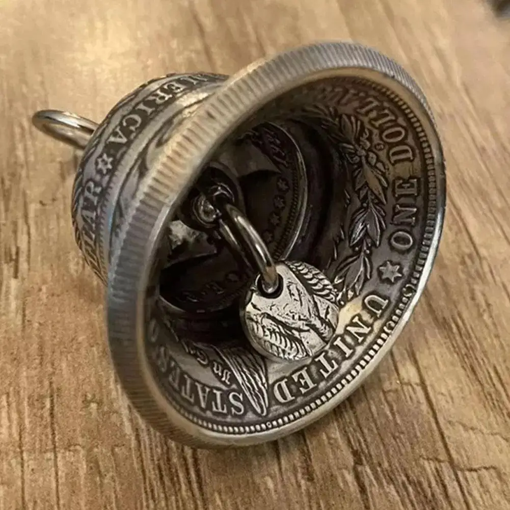 New Silver Dollar Bell American Silver Coin Bells Collectibles Pendant Decor Ornaments Craft Decoration Hanging Home F7i1
