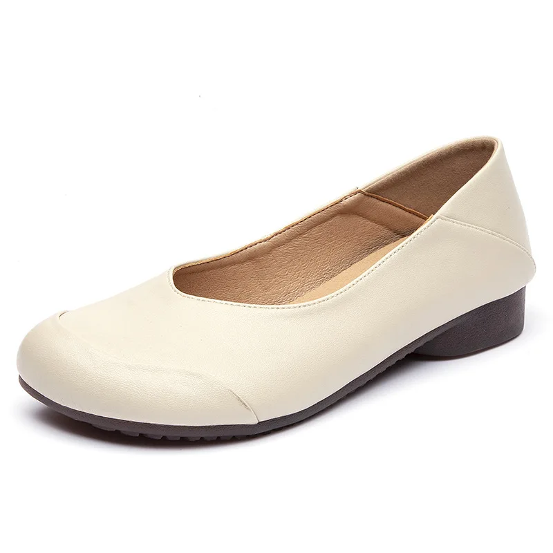 

Soft Leather Women's Flat Shoes Luxury Handmade Quality Comfortable 2026 Autumn Round Toe Breathable Handmade Social Shoes Woman