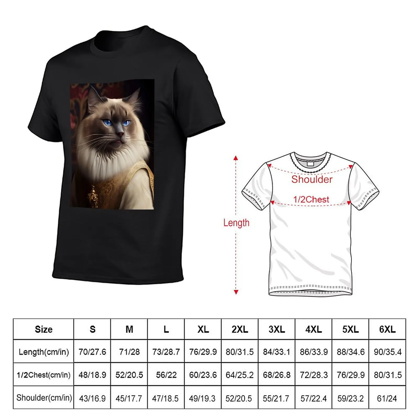 Ragdoll Cat Breed Portrait Royal Renaissance Animal Painting T-Shirt kawaii clothes cute clothes mens funny t shirts