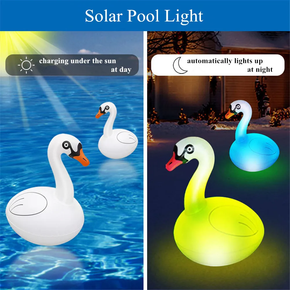 Solar Floating Swan Ballon Light Swimming Pool Light Waterproof for Home Party Garden Holiday Decor