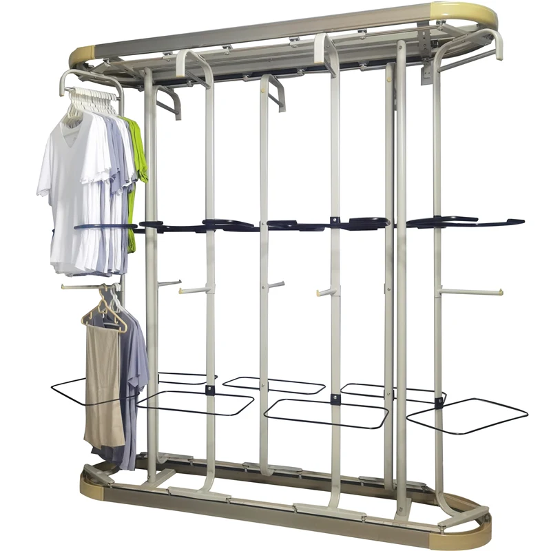 

Rotating hanger 360-degree multi-functional cloakroom cabinet floor-to-ceiling metal hanger