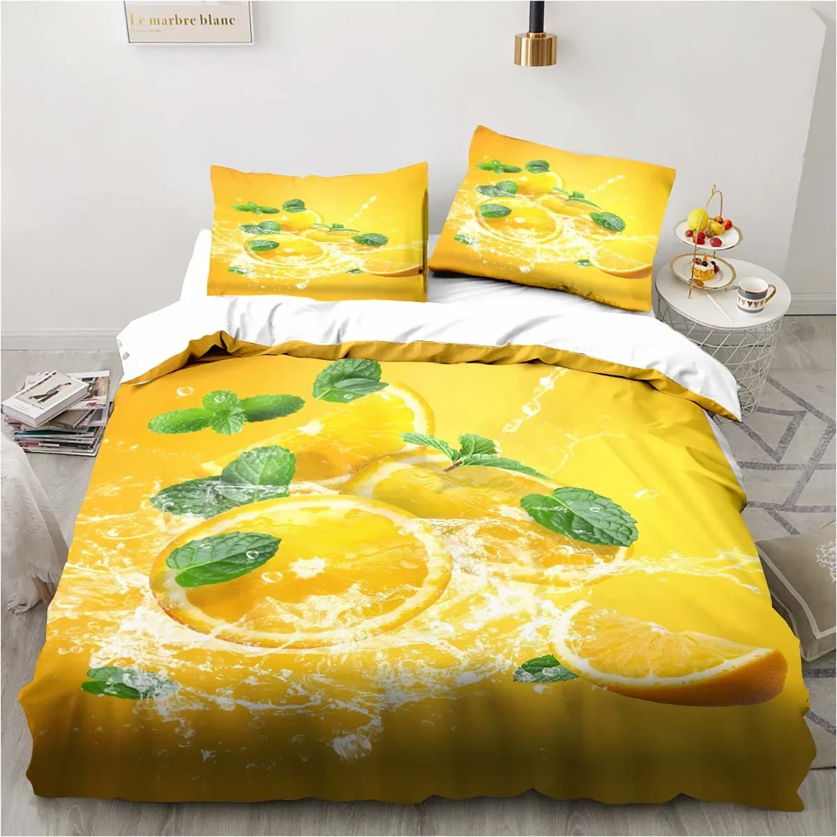 

3D printed cool summer fruit drink pattern bed family suit, children's bedroom quilt cover pillowcase, delicate Christmas gifts