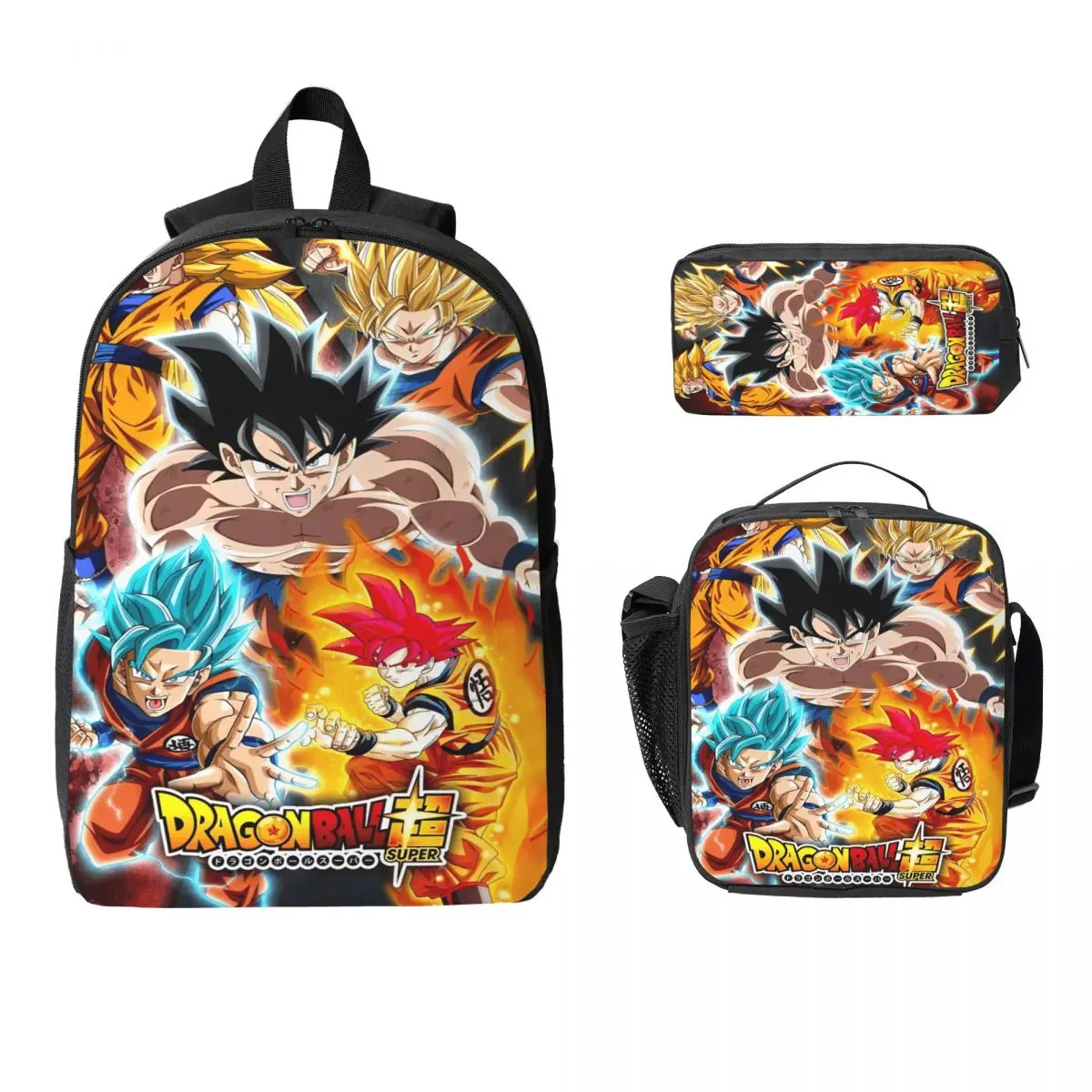 

DragonBallZ Kids Backpack Lunch Box Pencil Boxes for Boys Girls Kindergarten Backpacks Cute School bag Bookbag Set