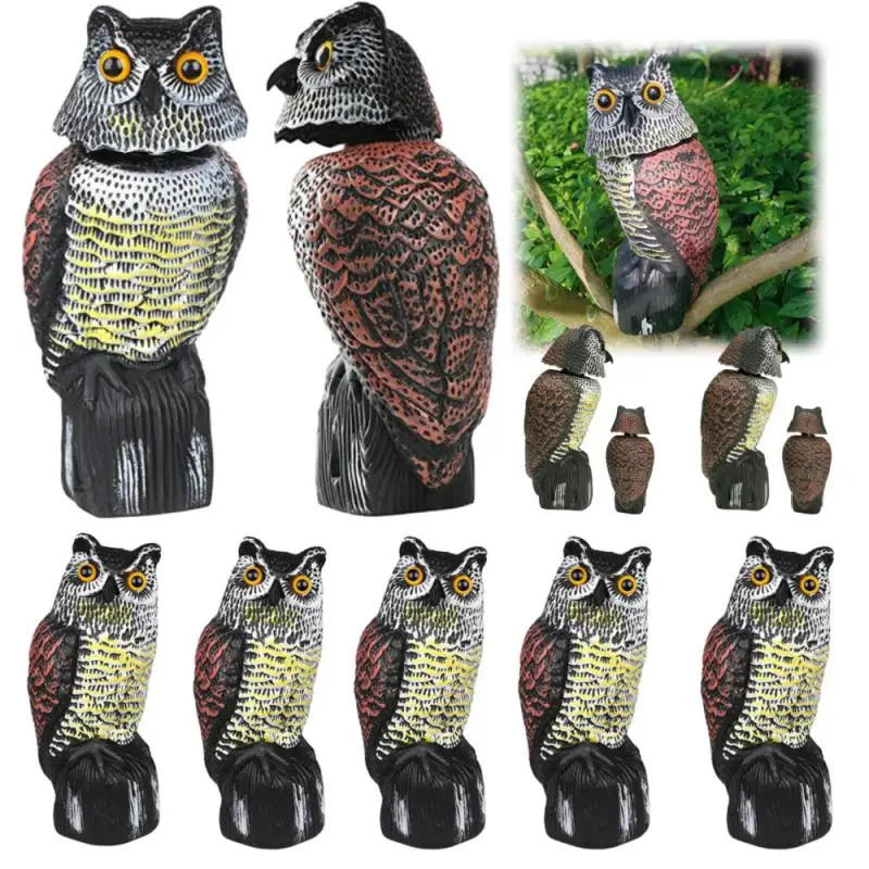 Realistic 360 Degree Rotating Owl Decoy Decoy Protection Repellent Pest Control Scarecrow Garden Yard Move