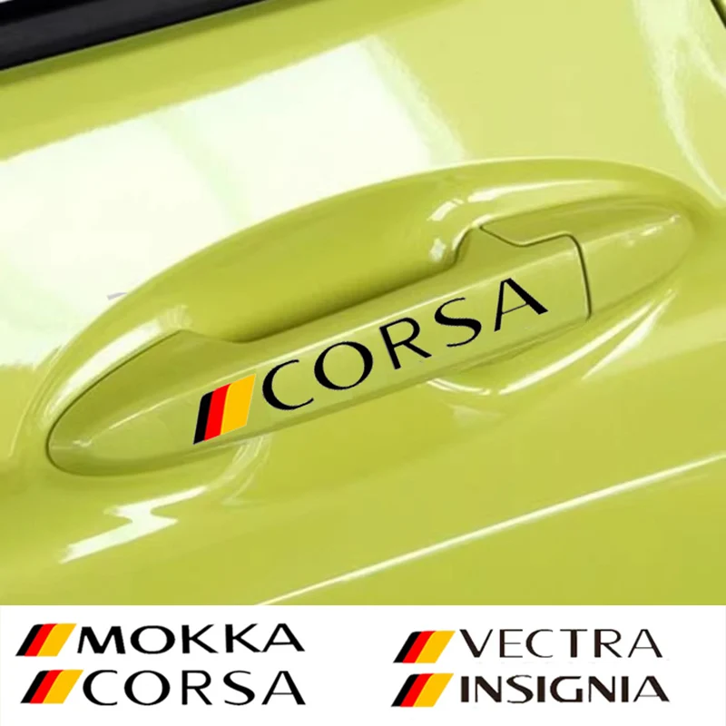 4Pcs Car Door Handle Sticker For Opel OPC Astra J H G K Insignia Corsa D B E Mokka Vectra Meriva Auto Accessories